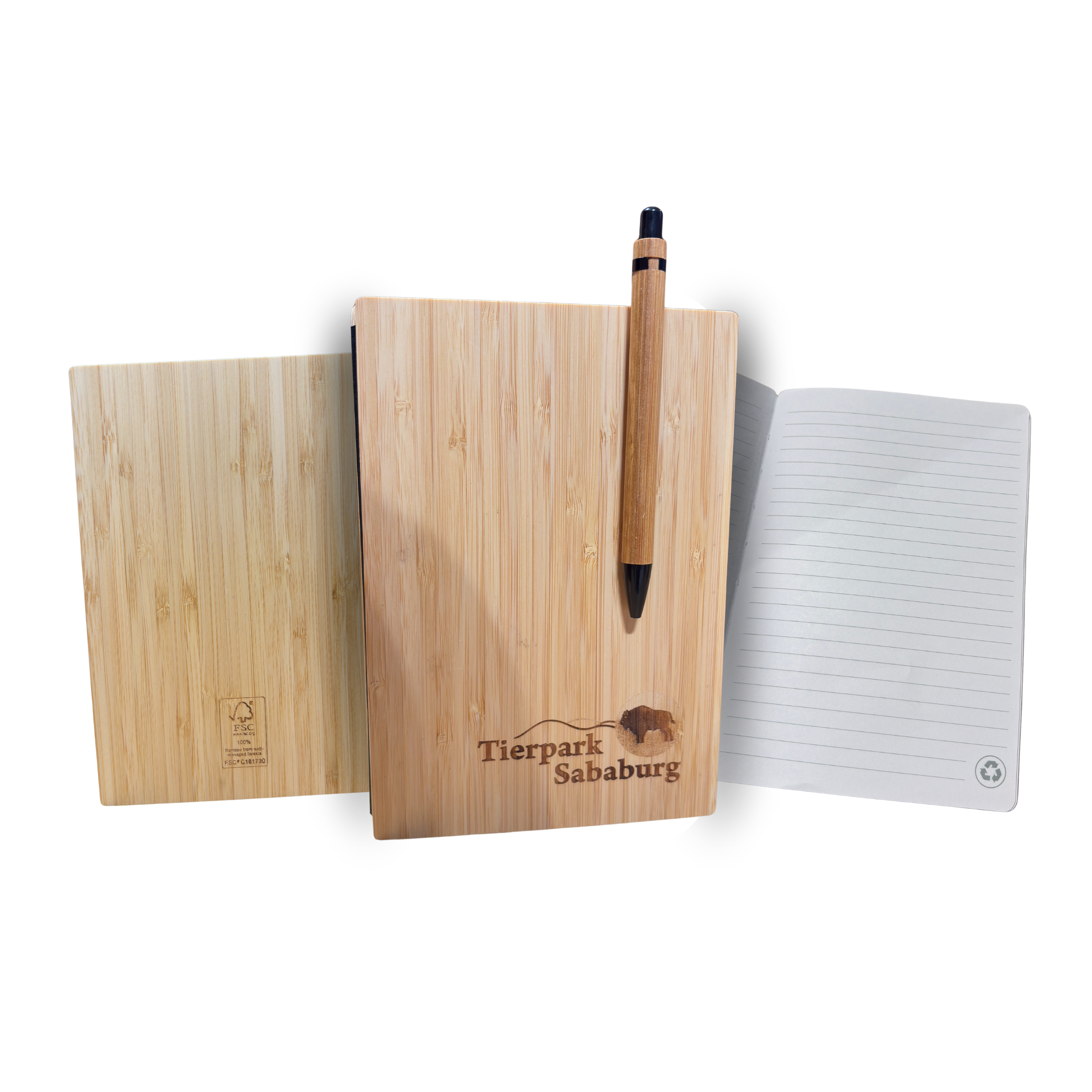 Bambus-Notizbuch mit Kugelschreiber